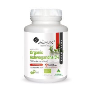 Organic Ashwagandha 5% KSM-66 500mg 100 vege kapsułek Aliness